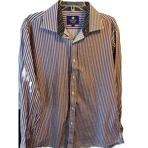 Christian Aujard Paris Mens XL Purple Striped Long Sleeve Button Up Cotton Shirt